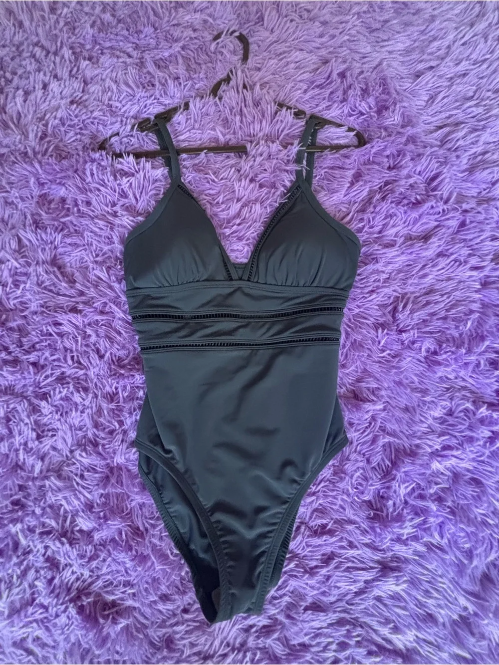 Kona Sol Black One-Piece Swimsuit with Cutout Trim
